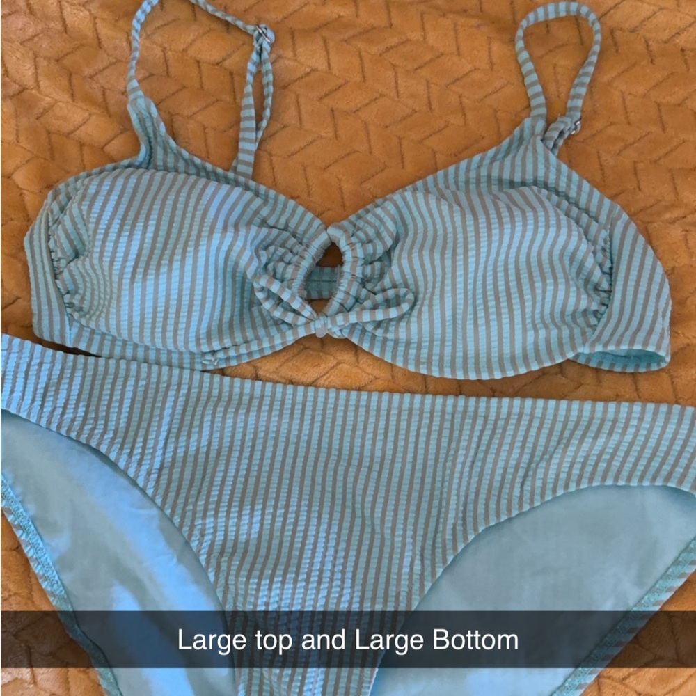 Striped Blue Bikini Set